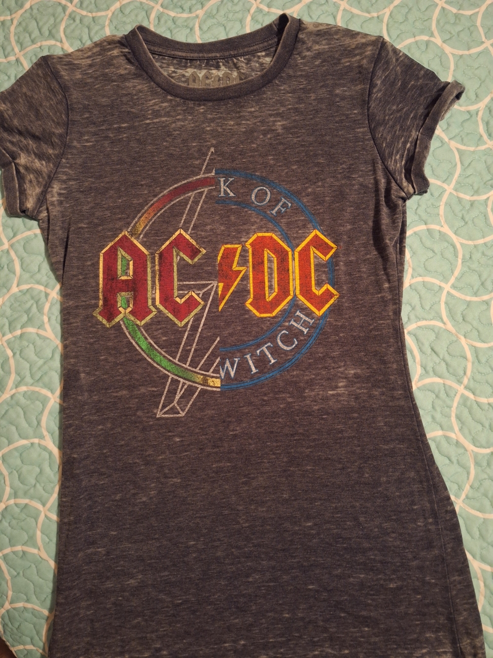 AC/DC Womens Graphic Tee in Charcoal Gray